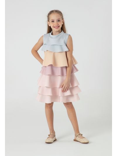 Colorblock Multi Layered Sleeveless Neoprene Dress
