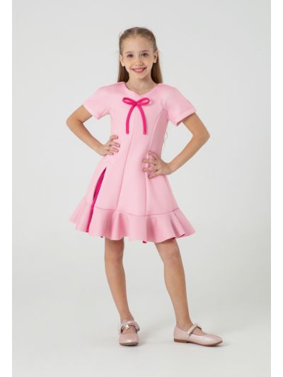 Inserted Godet Electric Pleats Ruffle Hem Neoprene Dress