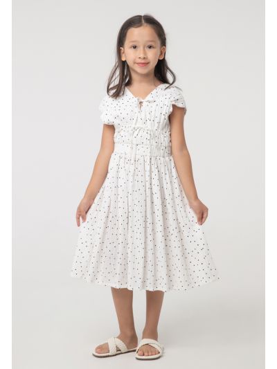 Drawstring Bodice Elasticated Polka Dot Dress