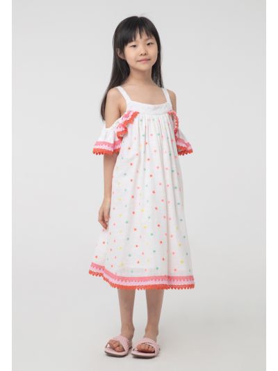 Lace Trim Cold Shoulder Butterfly Sleeve Dress -Sale