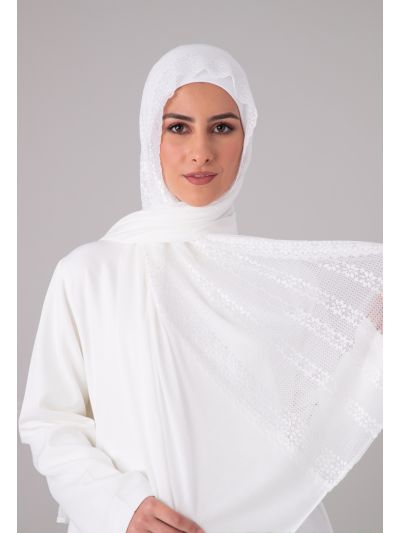 Half Plain Half Mesh Lace Hijab