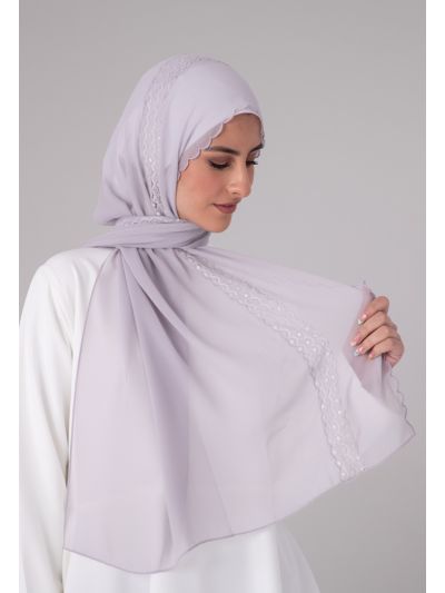 Scallop Solid Lace Chiffon Hijab
