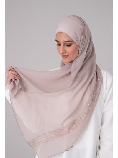 Scallop Solid Lace Chiffon Hijab