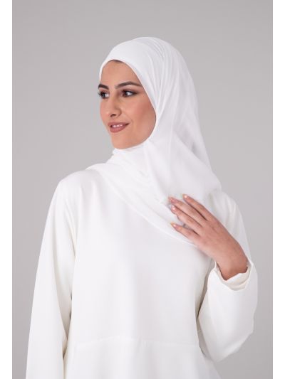Solid Attached Cap Chiffon Hijab