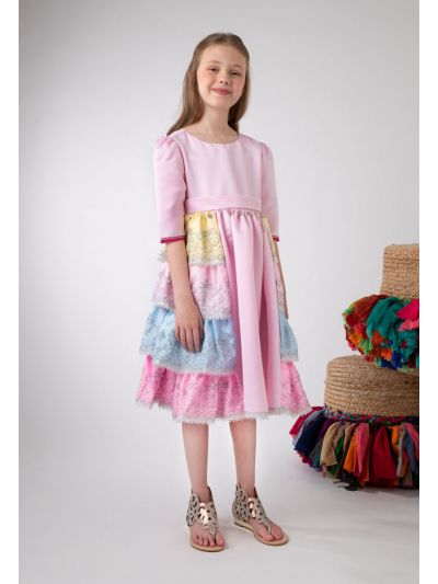 Jacquard Lurex Side Tiered Dress