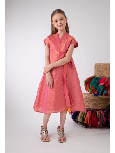 Dobby Sleeveless Belted Kimono Jacket