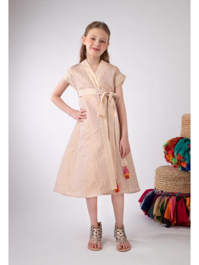 Dobby Sleeveless Belted Kimono Jacket