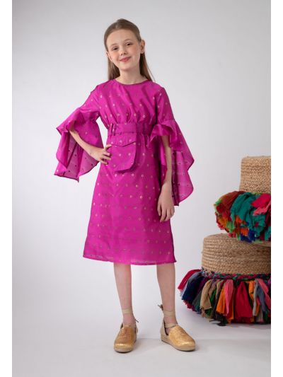 Ruffle High Low Cuff Dress