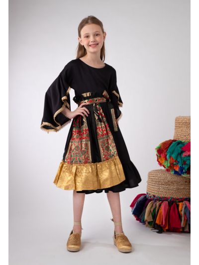 Printed Lurex Jacquard Wrap Half Skirt Overlay Dress