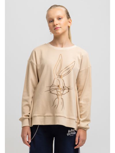 Bugs Bunny Printed Crew Long Sleeves Sweatshirt