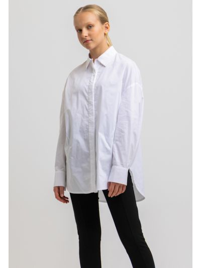Collared Long Sleeves Concealed Full Buttons Shirt -Sale