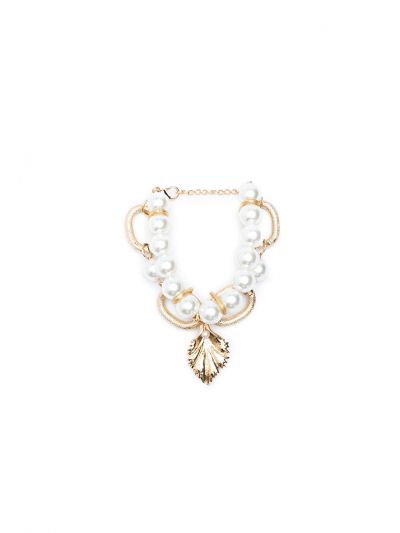 Pearl Gold Tone Chain Link Bracelet