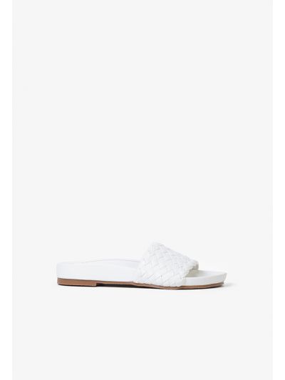 Basic Pu Leather Woven Flat Slides