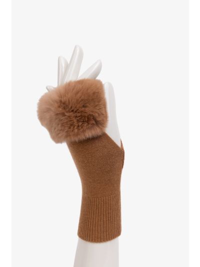 Solid Knitted Faux Fur Gloves