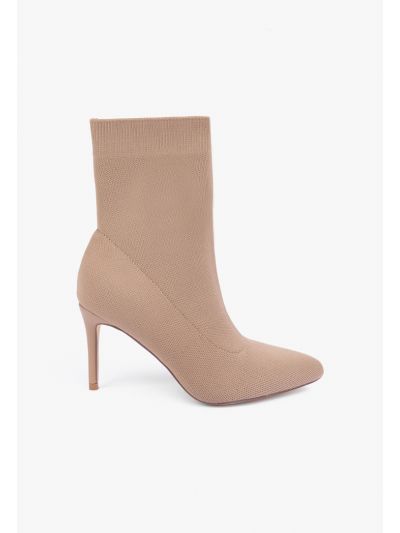 Solid Knitted Heeled Boots