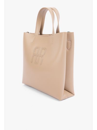 Textured Emblem Handbag
