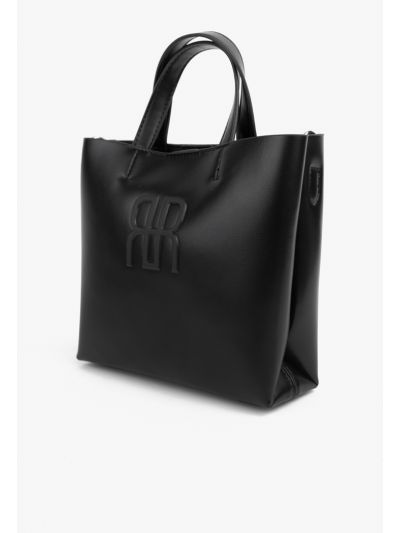 Textured Emblem Handbag