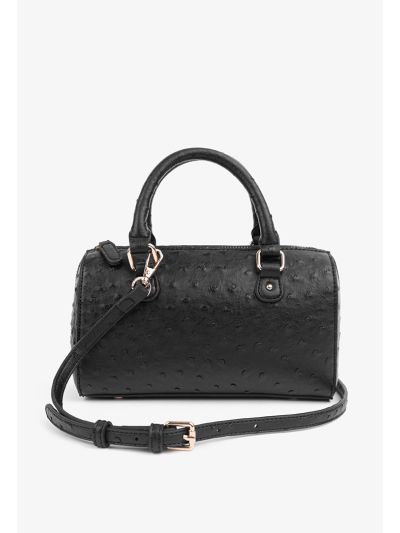 Solid Textured Ostrich Handbag