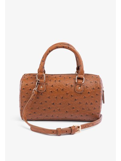 Solid Textured Ostrich Handbag