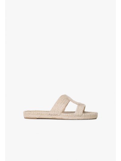 Solid Weaved Straw Flat Slides
