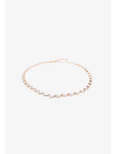 Faux Pearls Chained Belt