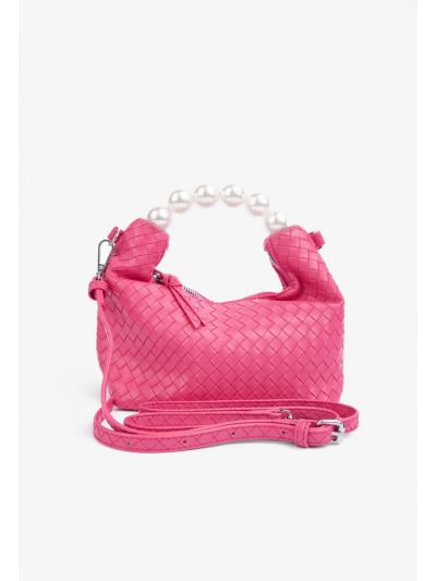 Solid Faux Pearl Handle Hand Bag
