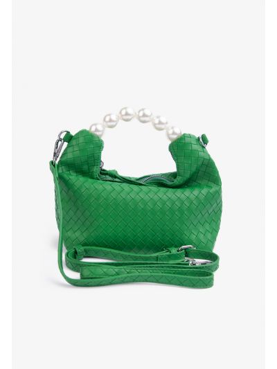 Solid Faux Pearl Handle Hand Bag