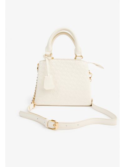 Solid Textured Monogram Hand Bag