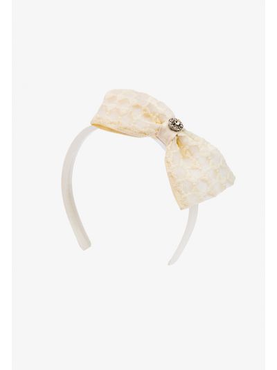 Crystal Embellished Lace Bow Headband