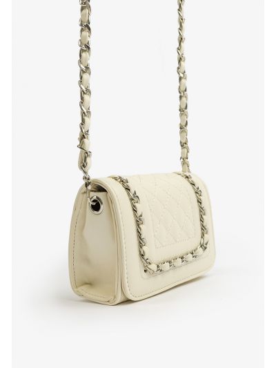 Quilted Silver Chain Mini Crossbody Bag