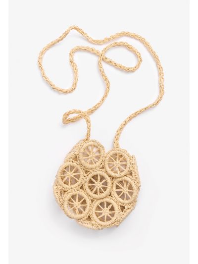 Wheels Pattern Straw Crossbody Bag