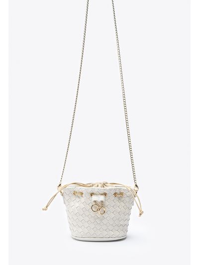 Basket Weave Mini Bucket Pouch Crossbody Bag -Sale
