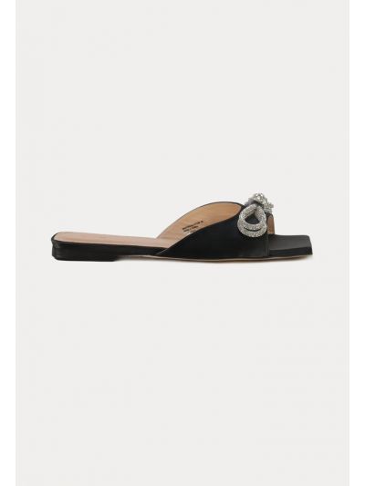 Ribbon Strass Vamp Flat Slides -Sale