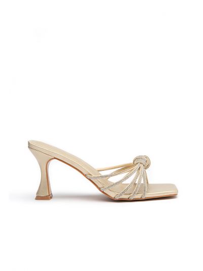 Knotted Rhinestones Crystal Slides Sandals -Sale