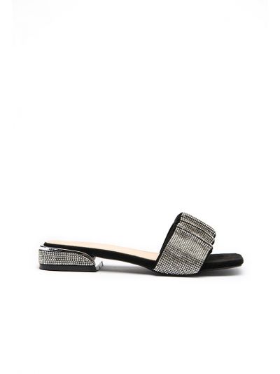 Rhinestones Ruched Vamp Slides Sandals -Sale