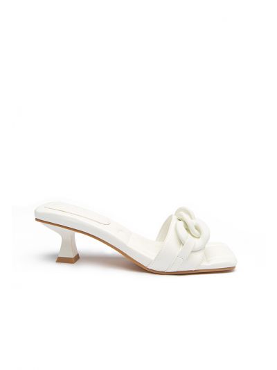 Square Open Toe Chunky Link Vamp Mules