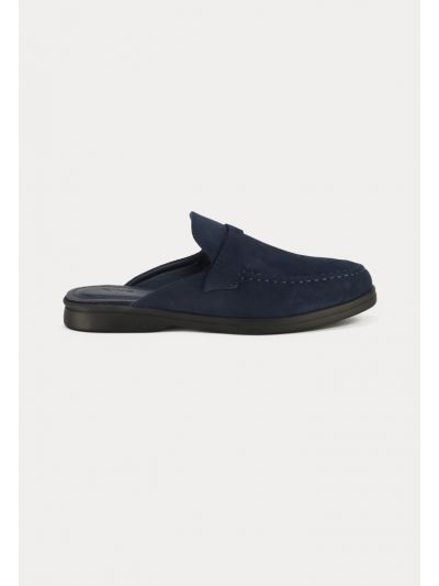 Oval Toe Solid Suede Mule Loafers -Sale