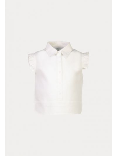 Solid Ruffle Trim Poplin Blouse -Sale