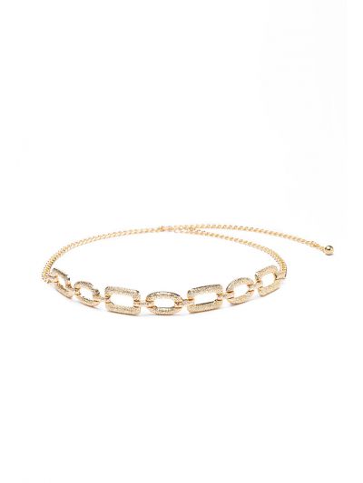 Gold Tone Brass Curb Solid Chain Waist Belt