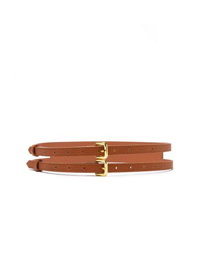 Croc Textured Double Buckle Belt