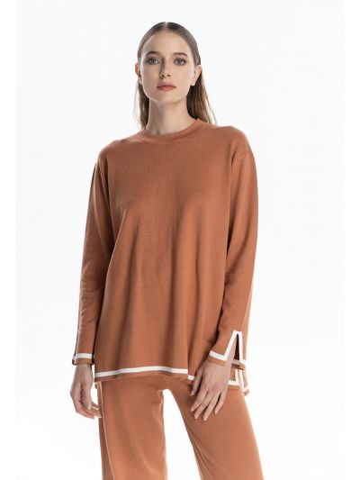 Contrast Lined Hem Knitwear -Sale