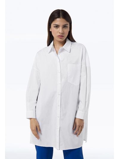 Buttoned Spread Collar Solid Long Shirt