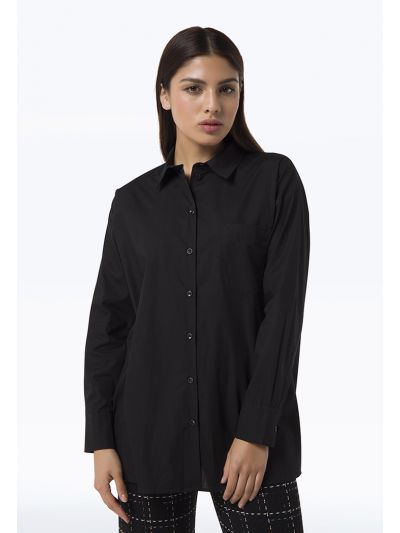 Button Down Solid Spread Collar Shirt -Sale