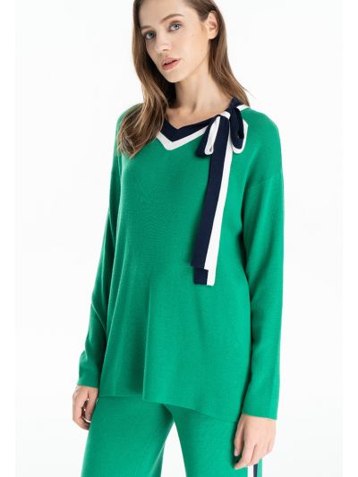 Multicolored Wide Stripes Knitted Blouse -Sale