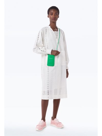 Schiffli Stitched Solid Midi Dress -Sale