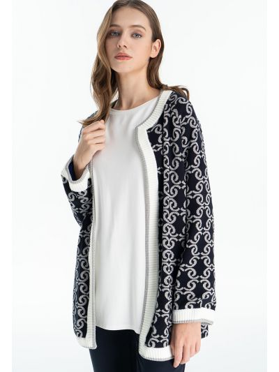  Multicolored Printed All Over Knitwear Cardigan -Sale