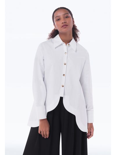 Cloud Hemline Solid Buttoned Shirt -Sale