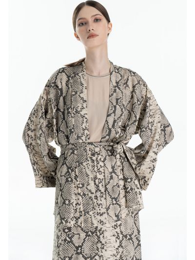 Snake Printed Open Cardigan -Sale