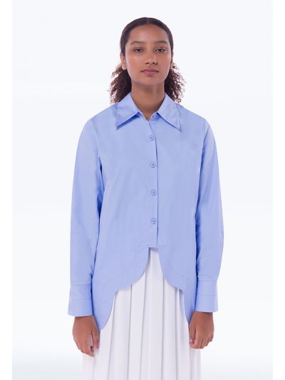 Cloud Hemline Solid Buttoned Shirt