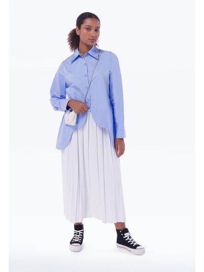 Multi-Pleated Solid Maxi Skirt -Sale